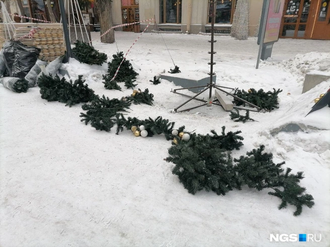 Украшения были на улице с декабря | Источник: Маргарита Резникова / NGS.RU