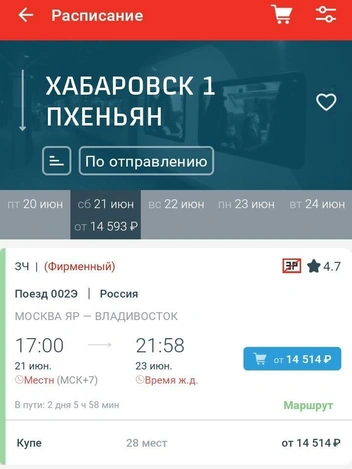 Источник: снимок экрана приложения «РЖД Пассажирам»