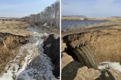 Самодельная дамба подтопила федеральную трассу и дома в Омской области