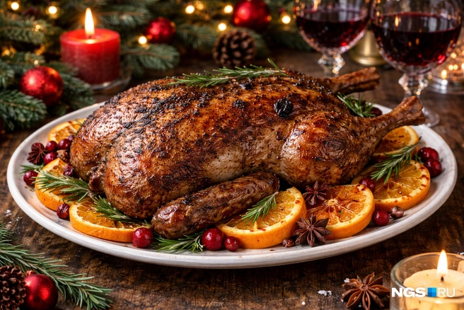 Утка с апельсинами сочетанием продуктов отражает ключевые элементы Огненной Лошади | Источник: Сергей Уланов / NGS.RU