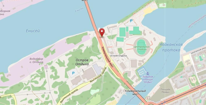 Локация уборки по примерным координатам 92.877396, 55.999496 | Источник: openstreetmap.org