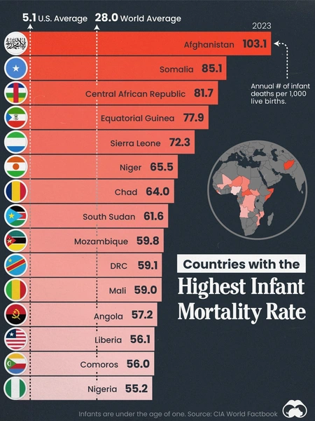 Выживают сильнейшие: топ-15 стран с самой высокой младенческой смертностью (инфографика)