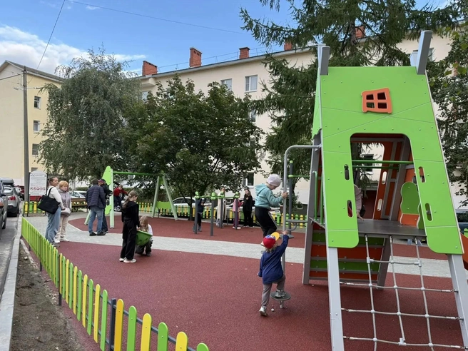На торжественном открытии обновленного двора выступили аниматоры | Источник: пресс-служба губернатора Ярославской области