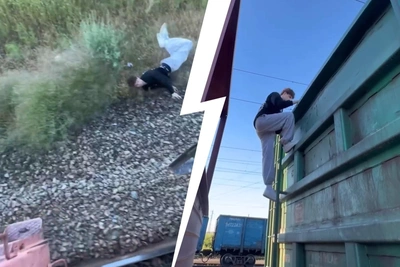 Volgograd bloggers ride freight train, jump off at speed