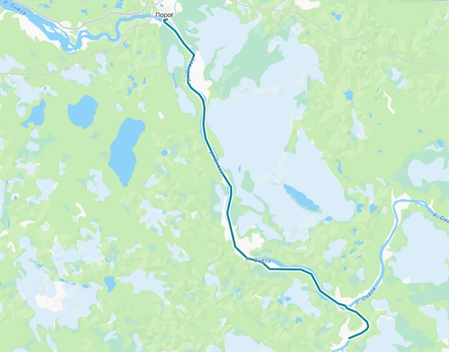 Маршрут «Порог&nbsp;— Усть-Кожа» по реке Онеге | Источник: Yandex.ru / maps