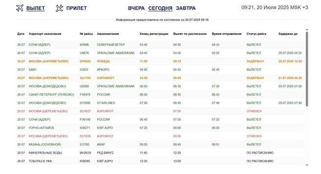 Вылететь не могут из Шереметьево  | Источник: Aeroomsk.ru