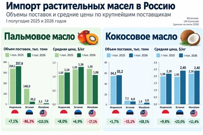 Основные поставщики растительного масла в Россию | Источник: UN Comstat
