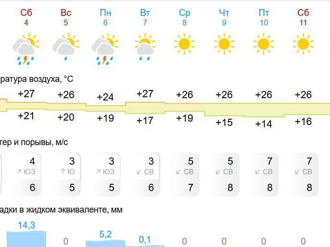 В понедельник синоптики прогнозируют грозу | Источник: Gismeteo