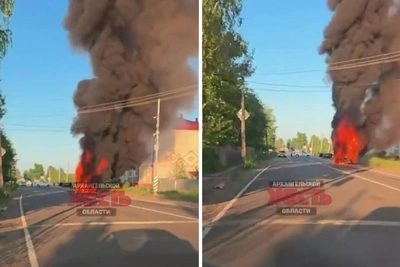 В Архангельской области вспыхнул рейсовый автобус