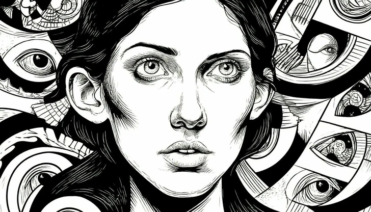 Стилизация под черно-белую графику Маурица Эшера | Источник: Шедеврум