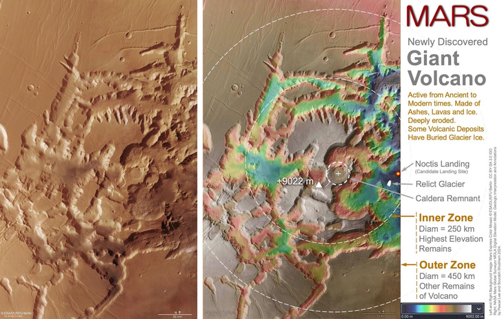«И мы поняли, что находимся внутри вулкана»: на Марсе нашли гору выше Эвереста — 9022 м