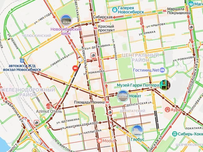 Движение затруднено преимущественно в центре города | Источник: «Яндекс.карты»