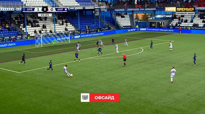 Момент с офсайдом у Дзюбы, после которого отменили его гол | Источник: Скриншот из трансляции «Матч ТВ»