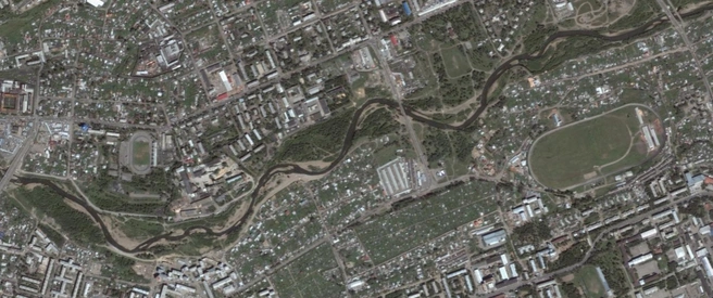 Набережная Ушаковки | Источник: Google.earth.com