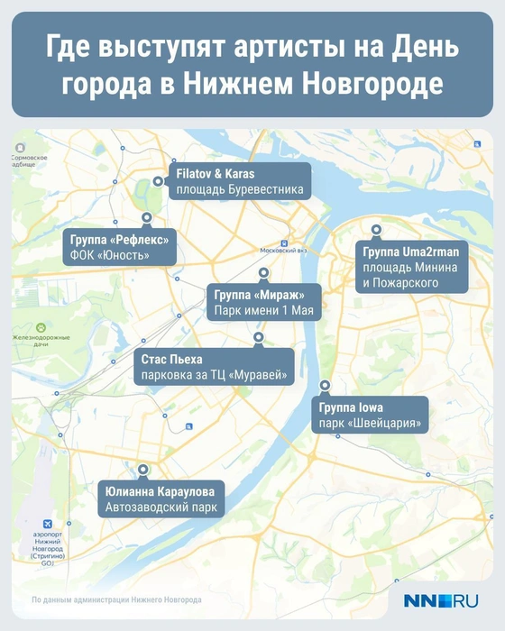 Громкие концерты во всех районах. Как Нижний Новгород отметил День города без интернета, — онлайн NN.RU | Источник: Юрий Скулыбердин / Городские медиа