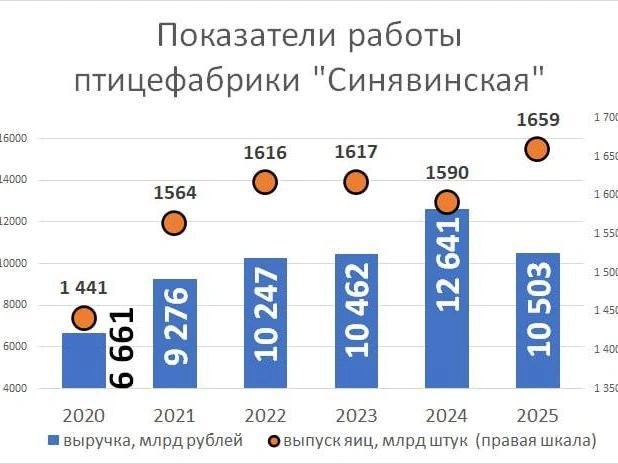 Динамика ключевых показателей Синявинской птицефабрики | Источник: отчетность Синявинской птицефабрики, «Фонтанка.ру»