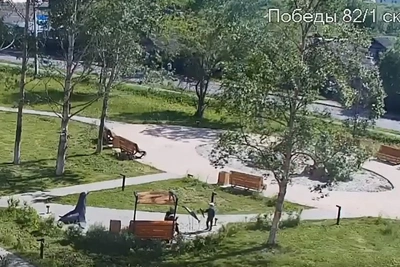 Вандалы в Поронайске: видео инцидента в сквере
