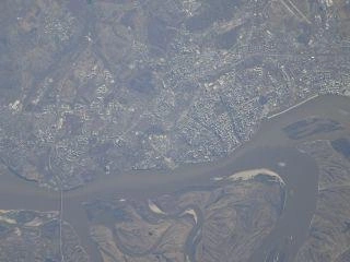Хабаровск, вид с орбиты | Источник: Сергей Рыжиков / Госкорпорация «Роскосмос»