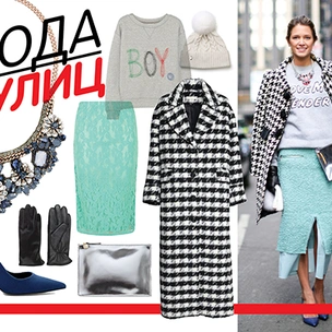 Street style: Пальто в гусиную лапку