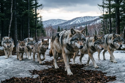 Стая волков зашла в Елизовский район преследуя лосей