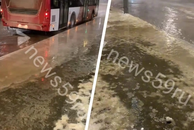 Потоп на Парковом в Перми из-за прорыва водопровода