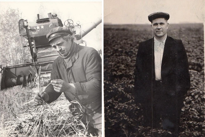 Труженики Большемитькино. Справа — Сергей Сологуб, который был управляющим отделением более 30 лет | Источник: Калачинский историко-краеведческий музей / ikm-kalachinsk.omsk.muzkult.ru