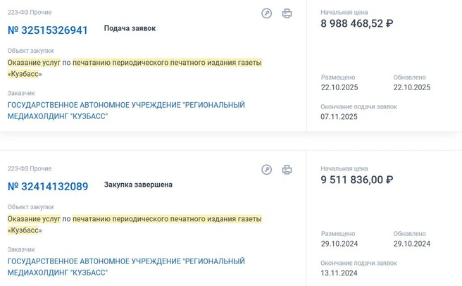 Источник: Госзакупки / zakupki.gov.ru