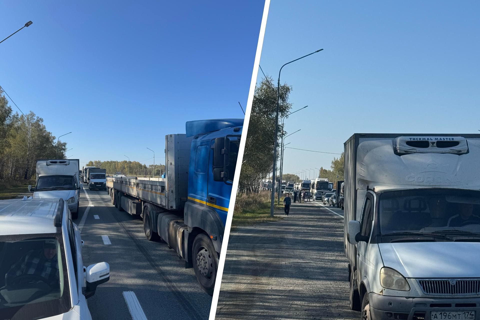 Автомобилисты встали в пробку на федеральной трассе в Челябинской области