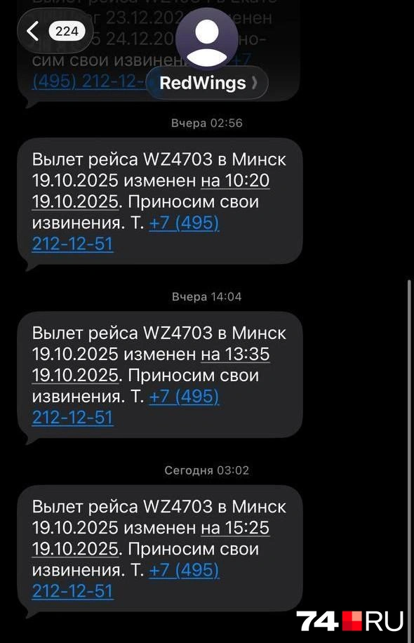 Вылет переносили несколько раз | Источник: читатель 74.RU