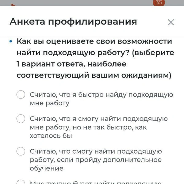 Источник: скриншот профилирования на портале «Моя работа» / trudvsem.ru