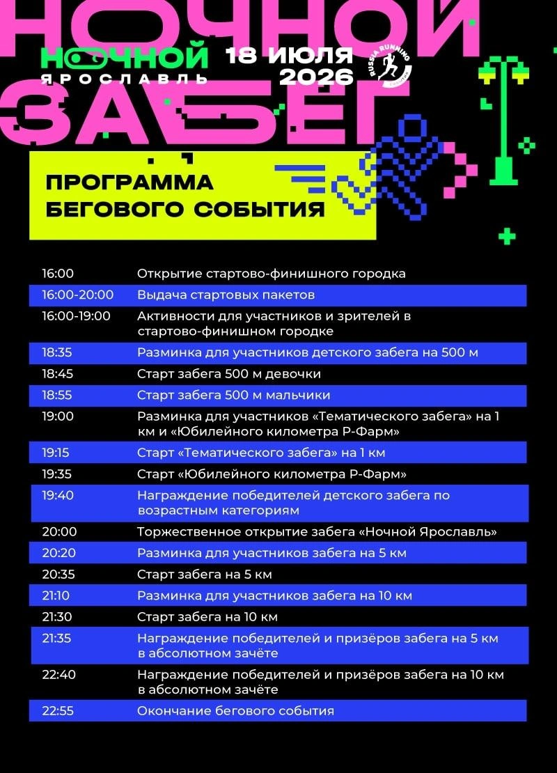 Программа забега | Источник: Фармэко&nbsp;— Бегом по Золотому кольцу / Vk.com