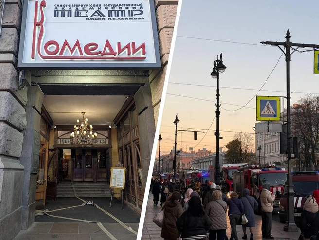 В Театре Комедии на Невском тушили кровлю | Источник: Федор Данилов, Олеся Михайлова / FONTANKA.RU