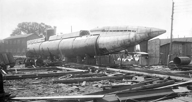 Одна из первых дизельных подводных лодок на заводе «Красное Сормово», 1938 год | Источник: Н. Лювчан, архив ГУ АрхАДНО