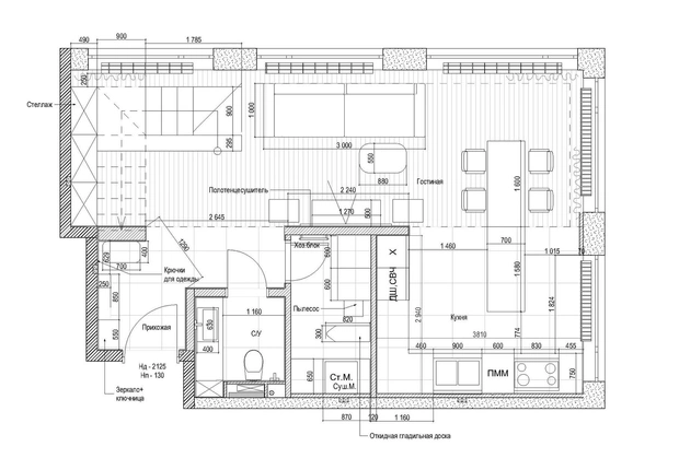 План квартиры 82 м². Проект Лили Кайсаровой.