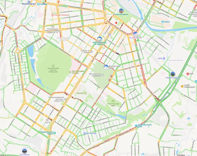 Так выглядит город утром 30 сентября | Источник: yandex.ru/maps