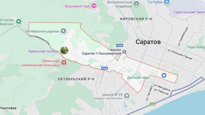 Фрунзенский&nbsp;— небольшой район в самом центре Саратова | Источник: Google Карты