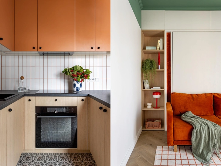 Цветные потолки и грамотное зонирование: квартира 50 м² в Минске | Источник: Андрей Кот. Стиль: Алеся Корнилович