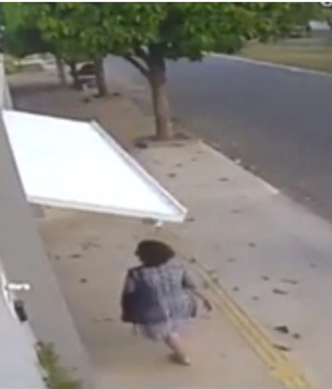 Похищение случайной прохожей дверью гаража попало на видео