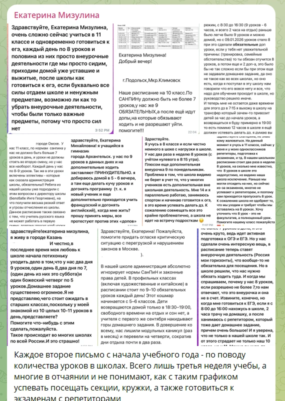 Другие опубликованные письма школьников | Источник: Екатерина Мизулина / T.me