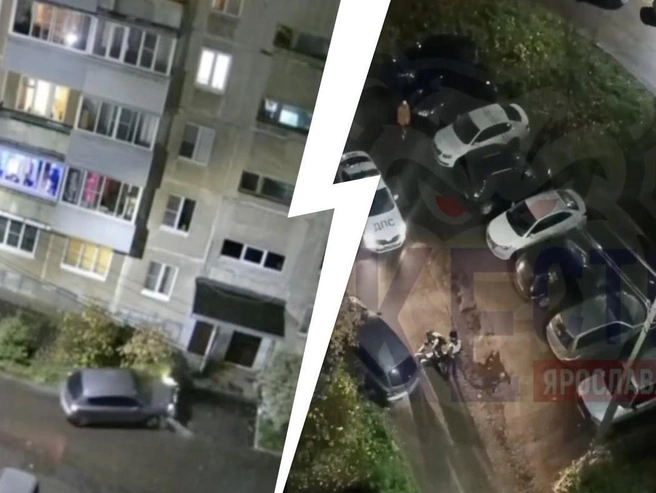 В ГИБДД предоставили подробности инцидента во дворе многоэтажного дома на проспекте Фрунзе | Источник: Телеграм-канал «Госавтоинспекция Ярославской области»; «Жесть Ярославль»