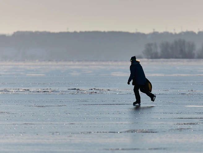 Многие принесли с собой коньки для катания | Источник: Александр Ощепков / NGS.RU
