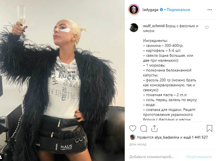 Рецепты борща и знакомства: российские пользователи атаковали Instagram (запрещенная в России экстремистская организация) Леди Гаги