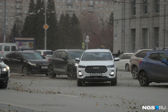 Машины горожан еще несколько дней назад стали покрываться пылью, сегодня, видимо, будет еще хуже | Источник: Андрей Бортко / NGS.RU