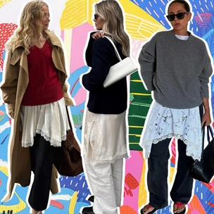 Самый модный способ носить свитер зимой 2025/26 — поверх платья и с джинсами