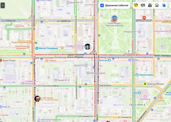 Пробка стоит во всех направлениях  | Источник: Yandex.ru / maps