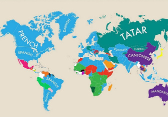 Карта: вторые самые распространенные языки мира