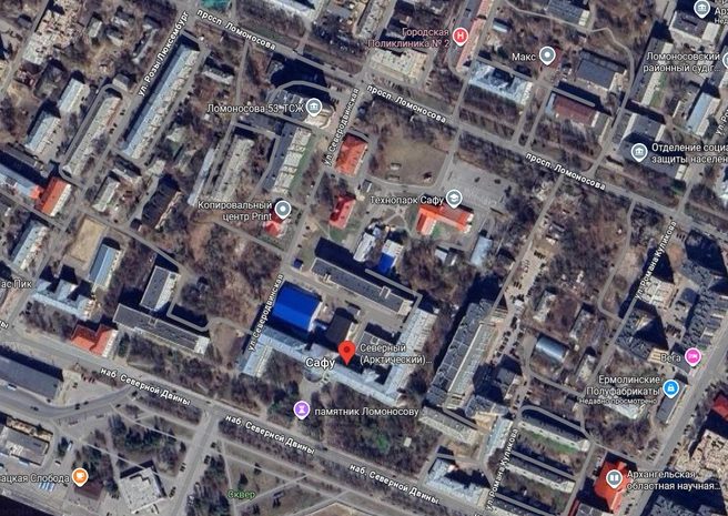 Возле САФУ есть несколько пустых территорий | Источник: Google.com/maps