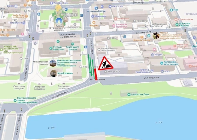 Карта перекрытия улицы Ленина с 14 по 19 октября | Источник: пресс-служба администрации города