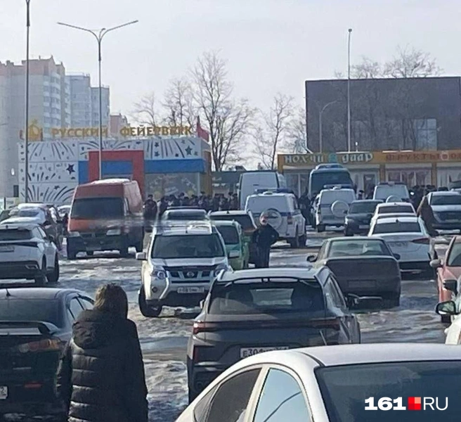 Ростовчане насчитали возле торгового центра более трех десятков полицейских | Источник: читатель 161.RU