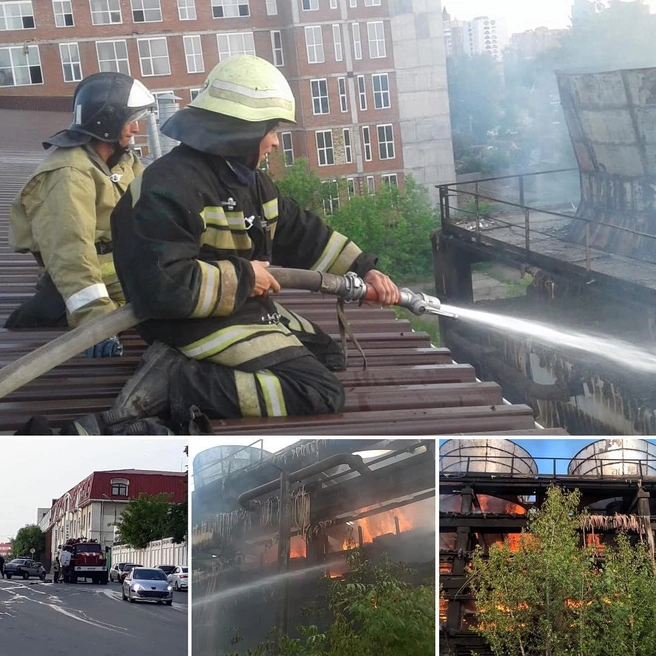 Уфимские пожарные потушили огонь на заводе в центре города | Источник: МЧС по РБ
